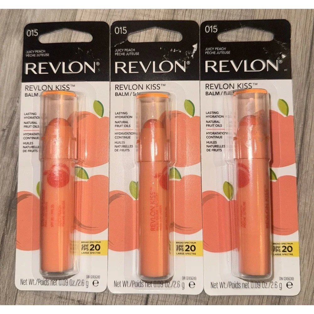 Revlon Kiss Lip Balm SPF 20 Juicy Peach 015 Lot Of 3 New & Sealed